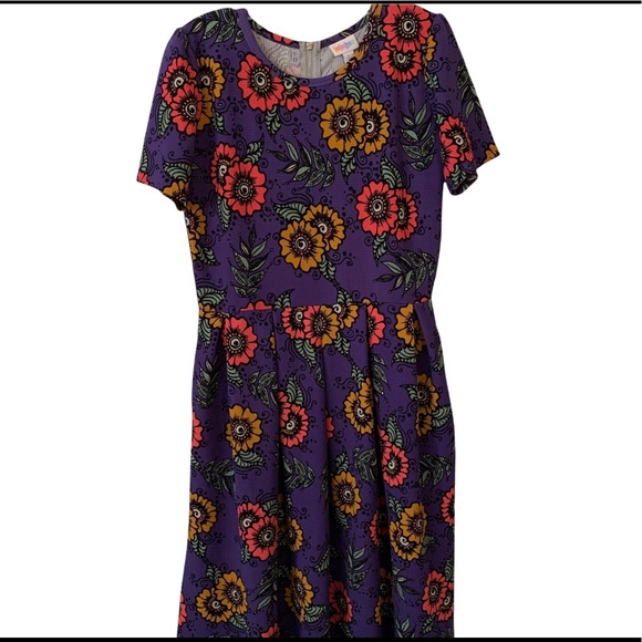 LuLaRoe Dresses & Skirts - LuLaRoe Large Bright Floral Amelia Fit and Flare Dress Size Large